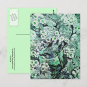 VOGELNEST, BOMEN MET GROENE WITTE SPRINGSTROMEN BRIEFKAART (Voorkant / Achterkant)