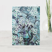 VOGELNEST, BOMEN MET WITTE BLAUWE STROMEN FEESTDAGEN KAART (Voorkant)