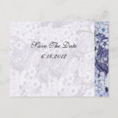 VOGELNEST, BOOM MET WITTE BLAUWE LENTE BLOEMEN AANKONDIGINGSKAART (Achterkant)