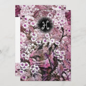 VOGELNEST, BOOM WIT ROZE LENTE BLOEMEN MONOGRAM AANKONDIGING (Voorkant / Achterkant)