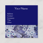 VOGELNEST EN SPRINGSTROMEN Monogram Blauw Wit Vierkante Visitekaartje (Voorkant)