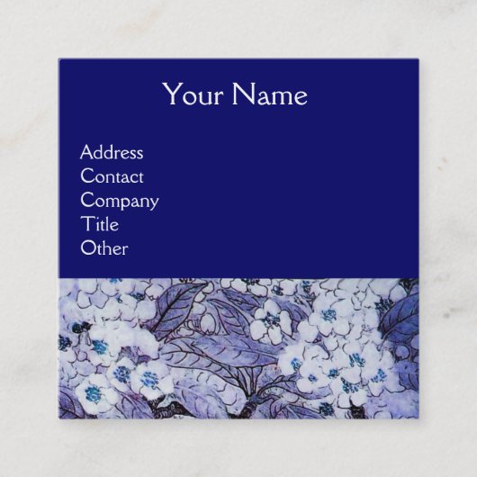 VOGELNEST EN SPRINGSTROMEN Monogram Blauw Wit Vierkante Visitekaartje (Voorkant)