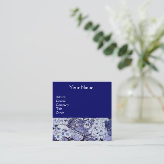 VOGELNEST EN SPRINGSTROMEN Monogram Blauw Wit Vierkante Visitekaartje (Staand voorkant)