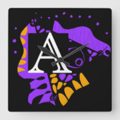 Vogelnest - Gepersonaliseerd Initiaal Letter A Vierkante Klok (Voorkant)