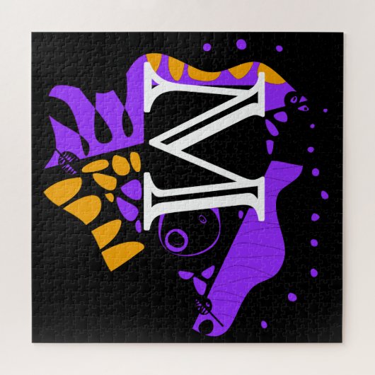 Vogelnest - Gepersonaliseerd Initiaal Letter M Legpuzzel (Horizontaal)