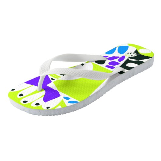 Vogelnest - Lime Green White Teenslippers (Schuin)