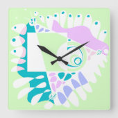Vogelnest - Mint White Vierkante Klok (Voorkant)