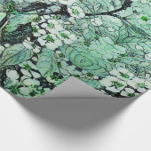 VOGELNEST, TREE, GROENE WITTE STROOM CADEAUPAPIER (Hoek)