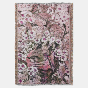 VOGELNEST, TREE, PINK WHITE SPRING Floral Deken