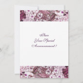 VOGELNEST, TREE WHITE PINK SPRING FLOWERS MONOGRAM AANKONDIGING (Achterkant)