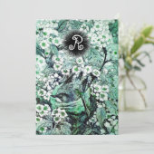 VOGELNEST, TREE, WITTE BLAUWE STROMEN MONOGRAM AANKONDIGING (Staand voorkant)