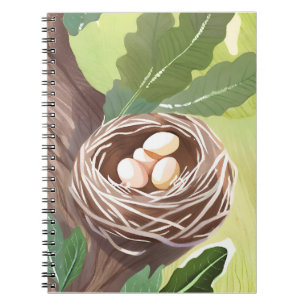 Vogelnest   Watercolor Eieren Natuur Schilderij Notitieboek