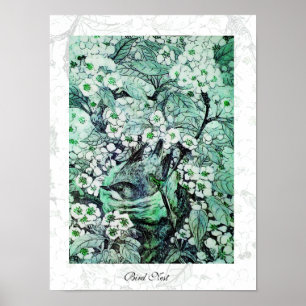 VOGELNEST, wit groen Poster