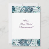 VOGELNEST, WITTE BLAUWE LENTE BLOEMEN MONOGRAM AANKONDIGING (Achterkant)