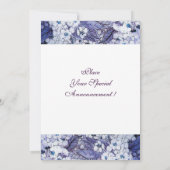 VOGELNEST, WITTE BLAUWE LENTE BLOEMEN MONOGRAM AANKONDIGING (Achterkant)