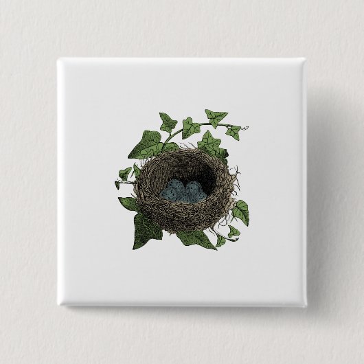 vogelnestafbeelding vierkante button 5,1 cm (Voorkant)