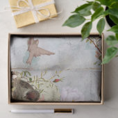  vogelnestmeisje Frans Script Decoupage Ti Tissuepapier (Geschenk)