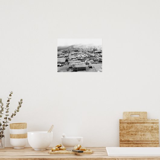 Vogeloog uitzicht van Nome, Alaska met sneeuw Poster (Keuken)