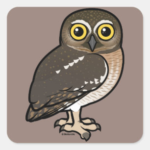 vogelpaarse uil vierkante sticker