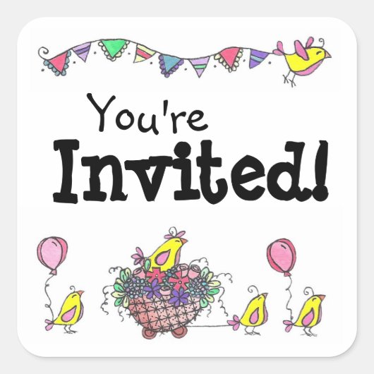 Vogelparade Vierkante Sticker (Voorkant)