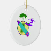 vogelpastel surfer meisje keramisch ornament (Rechts)