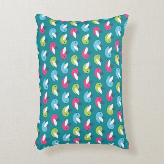 Vogelpatroon Blauw Accent Kussen (Voorkant(Verticaal))