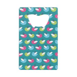 Vogelpatroon Blauw Kredietkaart Flessenopener