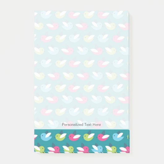 Vogelpatroon Blauw Post-it® Notes (Voorkant)