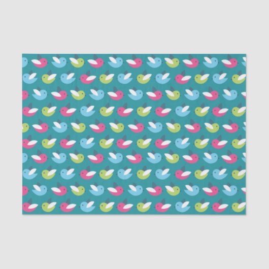 Vogelpatroon Blauw Tissuepapier (Voorkant)