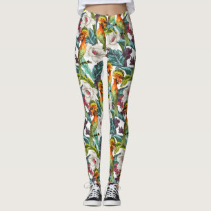 Vogelpatroon en exotische bloempatroon 2 leggings