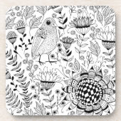 Vogelpatroon en patroon van doedelen bier onderzetter (Voorkant)