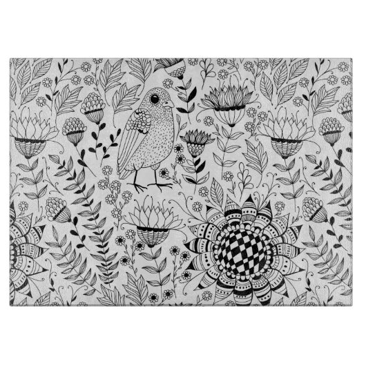 Vogelpatroon en patroon van doedelen snijplank (Voorkant)