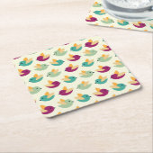 Vogelpatroon Vierkante Kartonnen Onderzetter (Schuin)