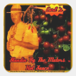 Vogelpeper die bij de materie staat vierkante sticker