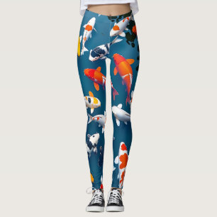 Vogelperspectief van Kleurrijke Koi Visvijver Leggings