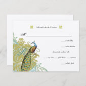  vogelpest Endive Damask Wedding RSVP (Voorkant / Achterkant)