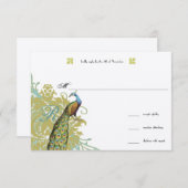  vogelpest Endive Damask Wedding RSVP (Voorkant / Achterkant)
