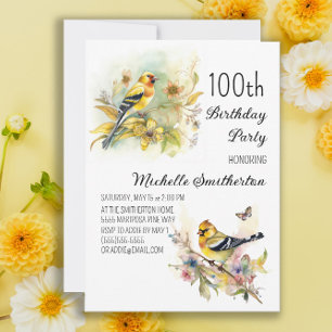  vogelpest Geel Goldfinch 100th Birthday Kaart