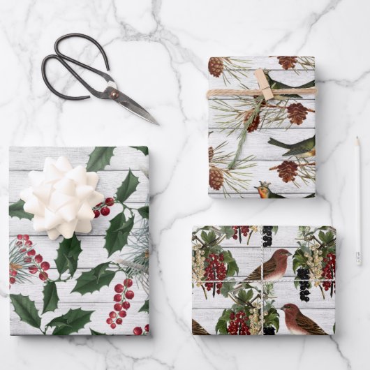  vogelpest kerstmis inpakpapier vel (Voorkant)