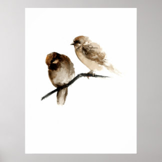  vogelposter met grijze vogelsoorten poster