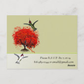 Vogelrode bomen met hart en zeugen briefkaart (Achterkant)