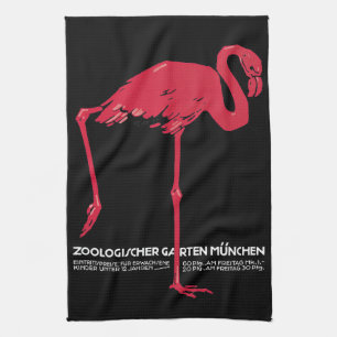  vogelroze flamingo in de Duitse dierentuin Münche Theedoek