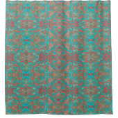 Vogels Arabesque Bohemian Boho Turquoise Red Green Douchegordijn (Voorkant)