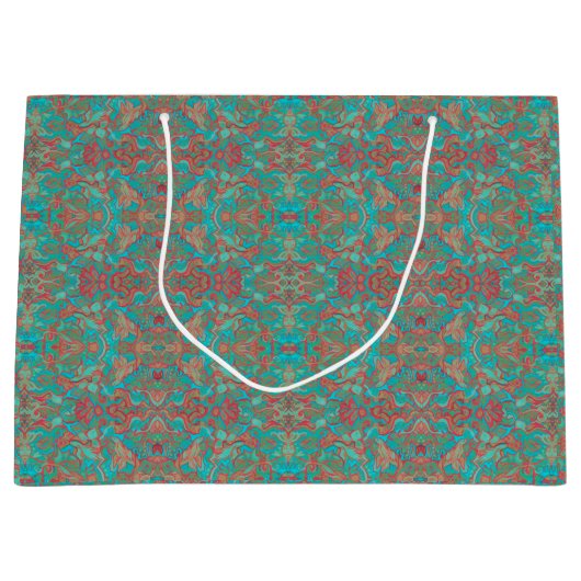 Vogels Arabesque Bohemian Boho Turquoise Red Green Groot Cadeauzakje (Voorkant)