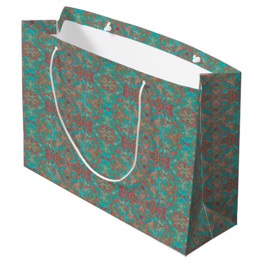 Vogels Arabesque Bohemian Boho Turquoise Red Green Groot Cadeauzakje (Achterkant Gekanteld)