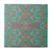 Vogels Arabesque Bohemian Boho Turquoise Red Green Tegeltje (Voorkant)