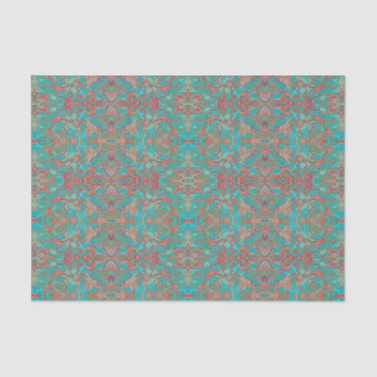 Vogels Arabesque Bohemian Boho Turquoise Red Green Tissuepapier (Voorkant)