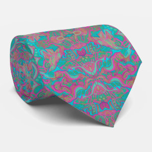 Vogels Arabesque Bohemian Pattern Turquoise Pink Stropdas
