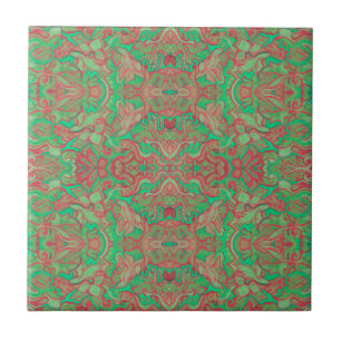 Vogels Arabesque Oriental Bohemian Boho Red Green Tegeltje