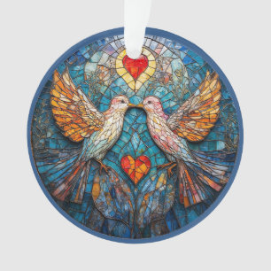 Vogels Artistieke Mozaïek en Hartjes die Liefde Ui Ornament